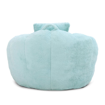 Oversized Shell-Shaped Faux-Fur Bean Bag Chair with Footstool for Adults & Kids