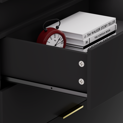 Nightstand with Charging Station and LED Lights,Night Stand with Sliding Top for Bedroom,Bedside Table with Drawers,Modern End Side Table,Black.28.8''W x 17''D x 30.5''H.