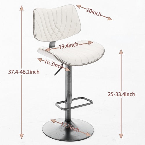 Walnut Bentwood Bar Stools Mid Century Modern Adjustable Counter Height Black Leather Upholstered 360¡ãSwivel Bar Chairs for Kitchen Island/Dining Room/Cafe, 1 chair/1carton,Black