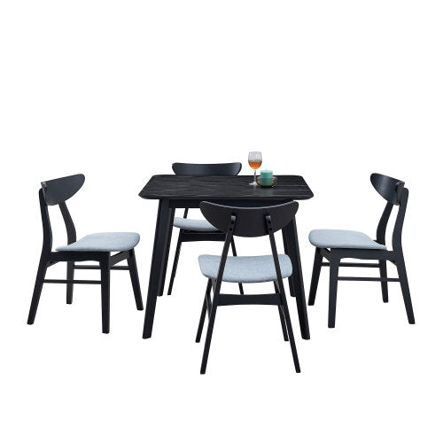 Set of 2 Baby Upholstered Wooden Dining Side Chairs, Solid Rubber Wood Frame for Dining Room & Restaurant