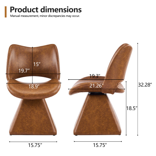 Set of 2 Swivel Dining Chairs, Modern Faux Leather High Back Accent Chairs, 33inch  Tall