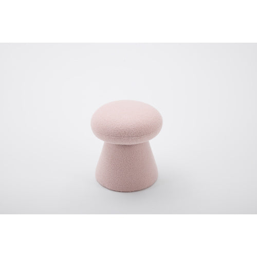 Pink Teddy Mushroom Swivel Ottoman, Wooden Frame 250 LBS Foot Stool Fully Assembled