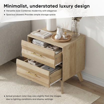 Oak 2-Drawer Medieval Modern Nightstand