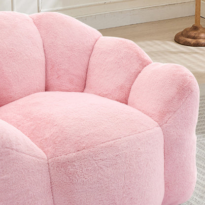 Pink Lotus-Shape Compression Bean Bag Sofa with Pull Ring, No Assembly