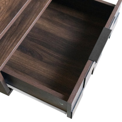 78 Inch Modern TV Stand with Storage Cabinets Walnut Media Console