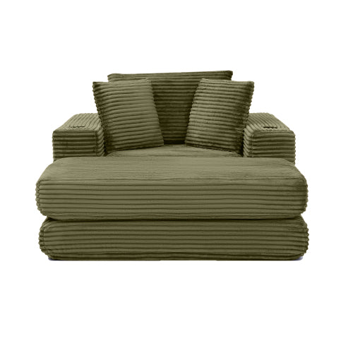 Green Boneless 3-in-1 Corduroy Sofa Bed, Oversized Cloud-Like Chaise
