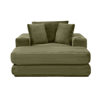 Green Boneless 3-in-1 Corduroy Sofa Bed, Oversized Cloud-Like Chaise
