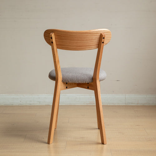 Set of 2 Natural Tone FAS Grade Oak Upholstered Dining Chairs, Removable Washable Cushion 47.5¡Á55.5¡Á78cm