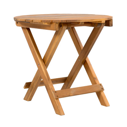 NO INSTALLATION REQUIRED, FOLDABLE AND ADJUSTABLE OUTDOOR ACACIA WOOD SIDE TABLE (TEAK FINISH)
