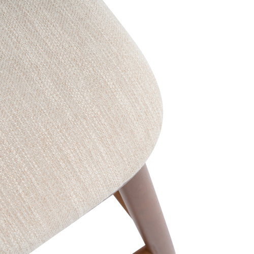 Indoor Wooden Barstool, Walnut Finish With Beige Upholstery, Set of 2