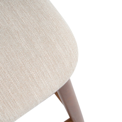 Indoor Wooden Barstool, Walnut Finish With Beige Upholstery, Set of 2