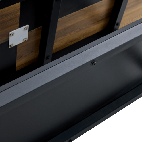 Two-Tone Spliced Dining Table with Storage Shelf