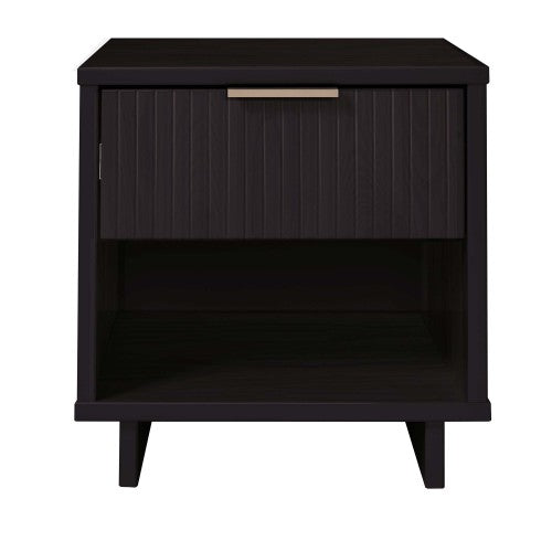 Black Solid Wood Glam Nightstand