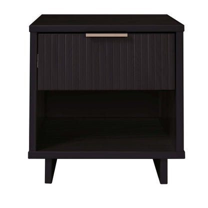 Black Solid Wood Glam Nightstand