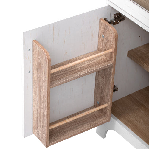 71inch  Arched Kitchen Pantry Cabinet with Glass Doors White