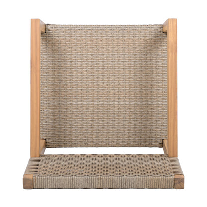 Outdoor Dining Chairs Set of 2, Light Teak Acacia Wood Frame and Multi Light Brown PE Wicker, Ideal for Patios, Gardens
