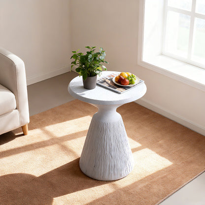 Cement Outdoor End Tables for Patio, GardenAccent Table, Modern Small Round Side Tablefor Outside, Tree Stump Garden Stool DrumTable indoor and Outdoor