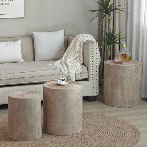 3-Piece Rustic Stump-Style Nesting Tables