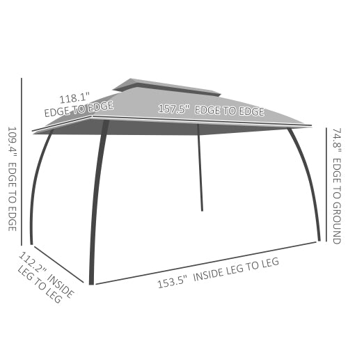 Outsunny 10' x 13' Patio Gazebo, Outdoor Gazebo Canopy Shelter with Netting, Vented Roof, Steel Frame for Garden, Lawn, Backyard, and Deck, Beige