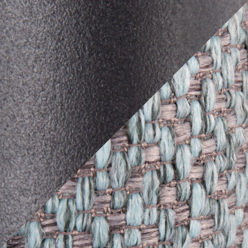 Braided Matisse Queen Size Headboard in Black Metal and Blue Fabric by