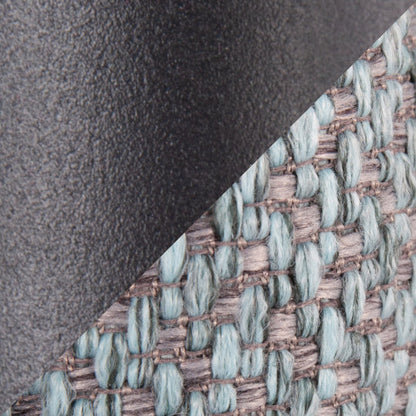 Braided Matisse Queen Size Headboard in Black Metal and Blue Fabric by