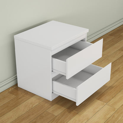 19.7inch White Nightstand with 2 Drawers, Handle Free Storage Side Table for Bedroom