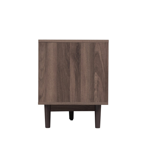 76.8 inch Dark Brown PE Rattan TV Stand Soft Close Cabinets For 85 Inch Large Screen TV