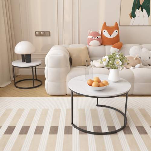 Set of 2 Round Nesting Coffee Tables, White