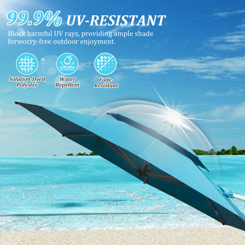 Round Cantilever Umbrella with Center Pole, Lake Blue (Base Not Included)