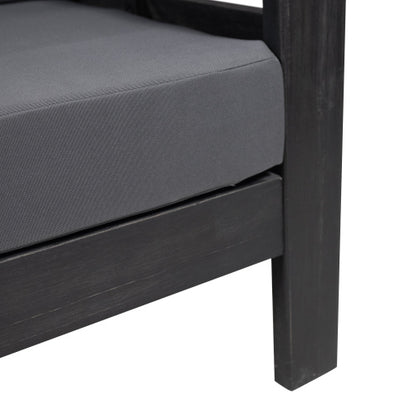 Acacia Wood Outdoor Loveseat and Coffee Table Set with Cushions, Dark Gray