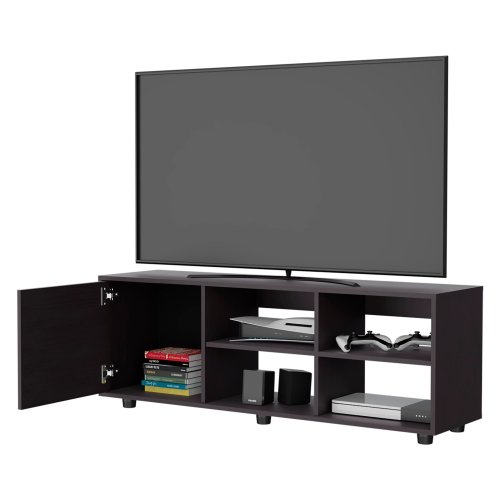 Wengue 51 inch TV Stand with Door and Open Shelf Storage