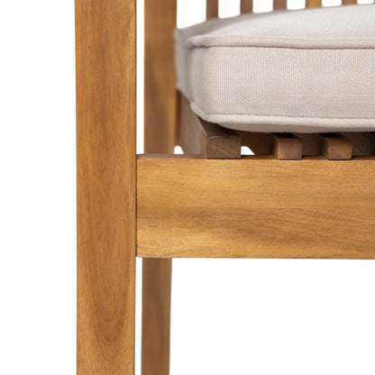 Patio Dining Chair Set of 2 - Sturdy Acacia Wood, Comfortable Waterproof Seating, 400 lbs Capacity, Natural Color Frame