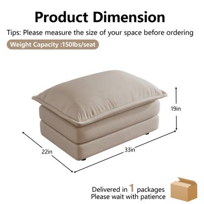 Light Coffee Chenille Modular Sofa Ottoman with Wood Frame
