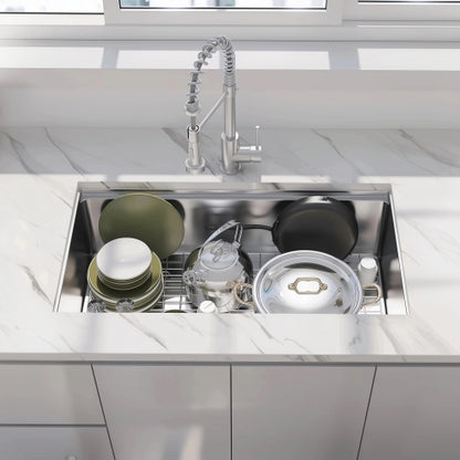 30 Undermount Workstation Sink-30 x 18 Inch Undermount Stainless Steel Kitchen Sink 18 Gauge, Handmade R10 Radius 10 Inch Deep Undermount Single Bowl Sink with Accessories