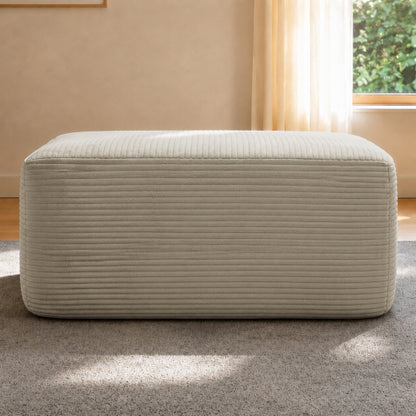 Camel Corduroy Modular Ottoman, Zero Assembly Soft Upholstered Multiuse Footrest for Modern Living Space