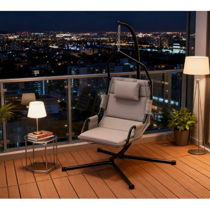 Hanging Swing Chair,Hammock Chair with Stand andCoating Cushion,with Steel Frame for Indoor and Outdoor