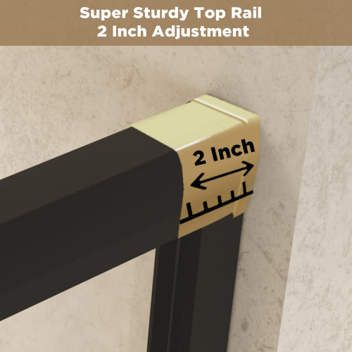 44-48" W × 72" H Tempered Glass with Explosion Proof Film, Aluminum Frame Double Sliding Shower Door, "1/4 (6 mm), Stainless Steel handle, Matte Black