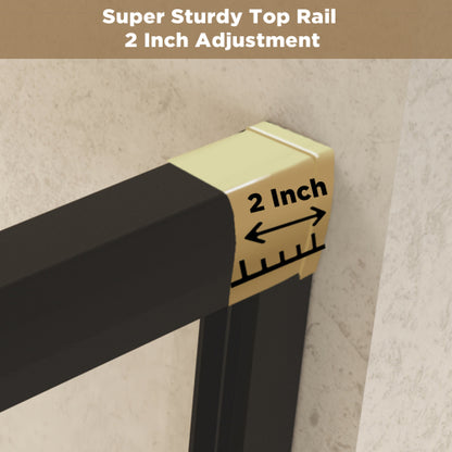 50-54" W × 72" H Tempered Glass with Explosion Proof Film, Aluminum Frame Double Sliding Shower Door, "1/4 (6 mm), Stainless Steel handle, Matte Black