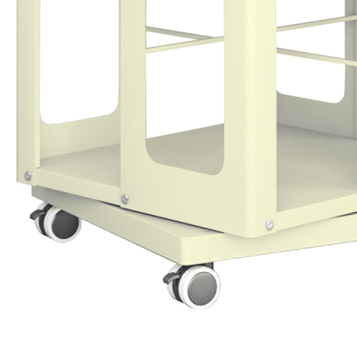 4-Tier All-Steel 360¡ã Rotating Bookshelf With Universal Wheels Space-Saving Sturdy Household Book Display Rack