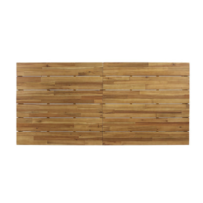 Rectangular Outdoor Dining Table, 71"L Acacia Wood Patio Table, Outdoor Farmhouse Bistro Table for Yard, Garden, Poolside, Deck