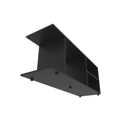 Black Entertainment Center with Shelves and Storage Compartment