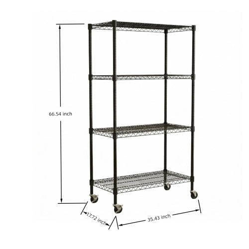 4-Tier Rolling Metal Wire Shelving Rack with Locking Wheels