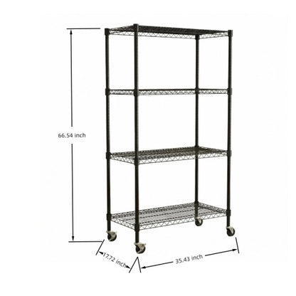 4-Tier Rolling Metal Wire Shelving Rack with Locking Wheels
