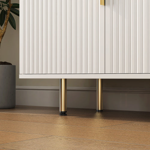 White Fluted Panel Sideboard Buffet Cabinet Adjustable Shelf Home Accent Storage Cabinet