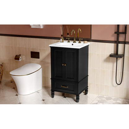 20" Bathroom Vanity with Sink, Bathroom Cabinet with Two Doors, Magnetic Door Stopper and Adiustable Foot Pads, A Drawer, Black