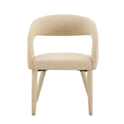 Premium Sherpa Upholstered Dining Chair with Hollow Backrest - Dining Room Chair, Bedroom Vanity Chair, Living Room Accent Chair, Cafe Leisure Chair, Conference Chair (Off White, Set of 2)