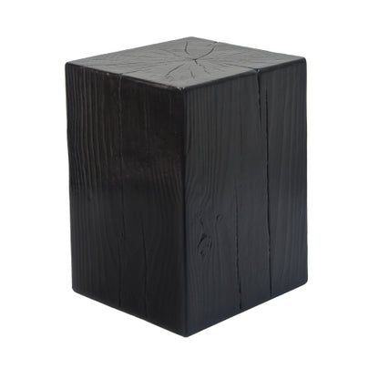 Wood-Look Square-Column MGO End Table, H18",Wood-Like Distressed Finish, Mix with Different Heights, Indoor Outdoor Use,Black Color