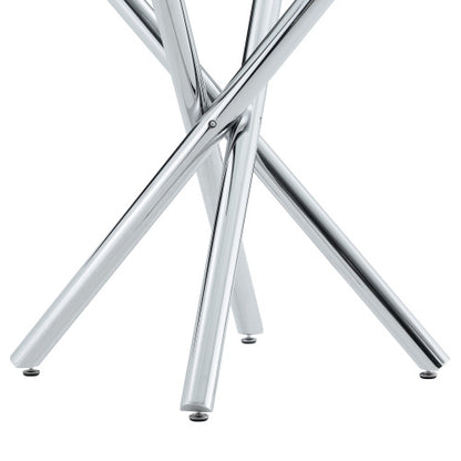 Modern Electroplated Metal Leg Bar Table with Tempered Glass Top, Sturdy Cross-Leg Pub Table for Home Bar, Kitchen Island, Living Room