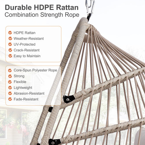 Outdoor garden rattan egg swing chair hanging chair PE hanging chair WHITE
