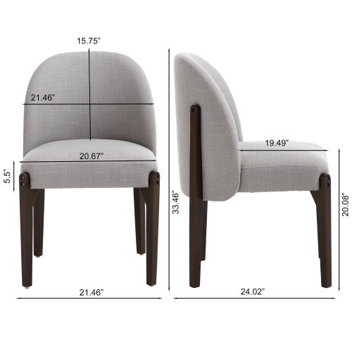 Wooden Dining Chairs Set of 2, Modern Fabric Upholstered Dining Room Chair Kitchen Chairs, Farmhouse Dinner Chair for Kitchen Dining Room